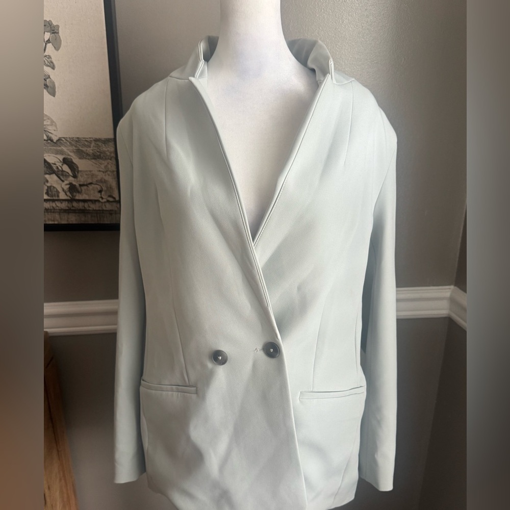NWT‎ Express Supersoft Twill Double Breasted Blazer Jacket Light sage Women’s M
